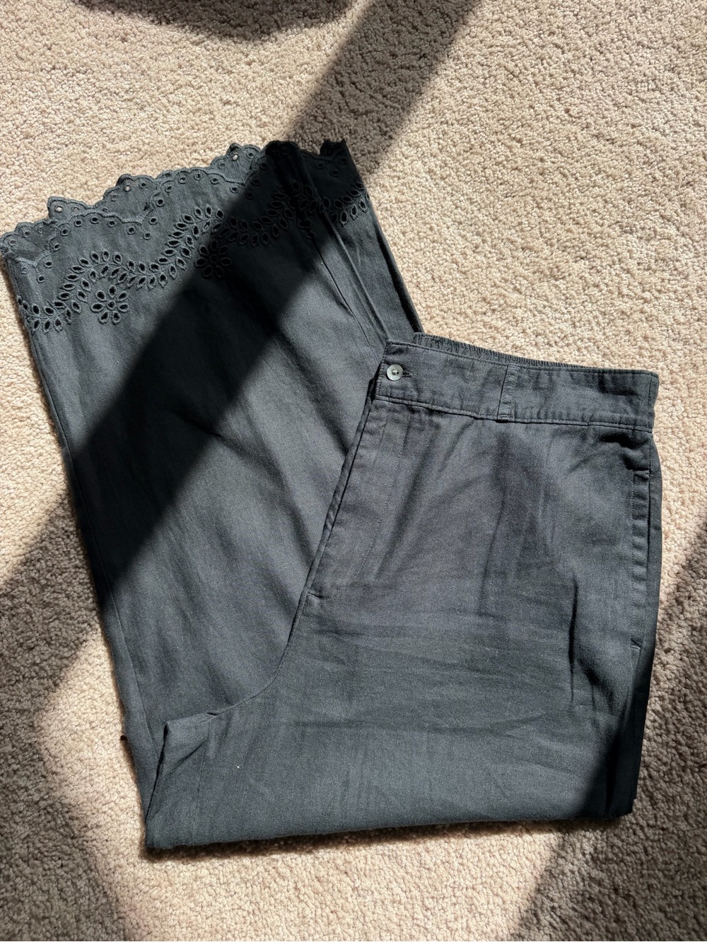 Cynthia Rowley Eyelet Embroidered Linen Pants